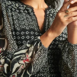Robe longue en voile, imprimé ethnique