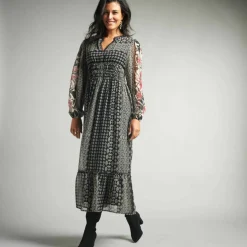 Robe longue en voile, imprimé ethnique