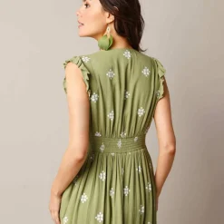 Robe longue imprimée, crépon