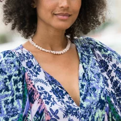 Robe longue imprimée, crépon