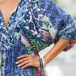 Robe longue imprimée, crépon