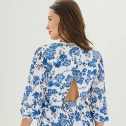 Robe longue imprimée, dos fantaisie