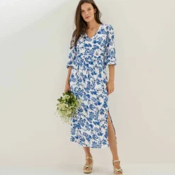 Robe longue imprimée, dos fantaisie