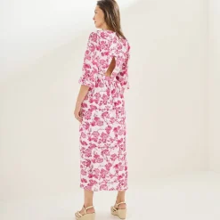Robe longue imprimée, dos fantaisie