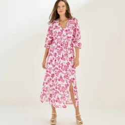 Robe longue imprimée, dos fantaisie