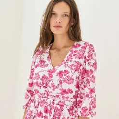 Robe longue imprimée, dos fantaisie
