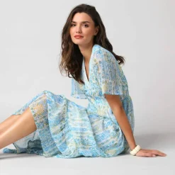 Robe longue imprimée en voile 