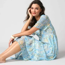 Robe longue imprimée en voile 