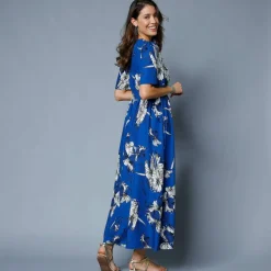 Robe longue imprimée, manches évasées