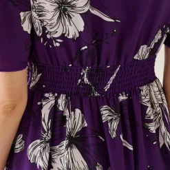 Robe longue imprimée, manches évasées