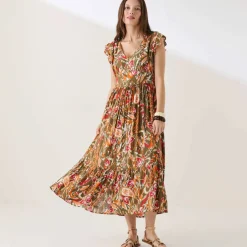 Robe longue imprimée sans manches