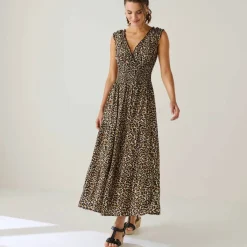 Robe longue imprimée, sans manches