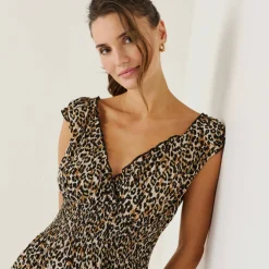 Robe longue imprimée, sans manches