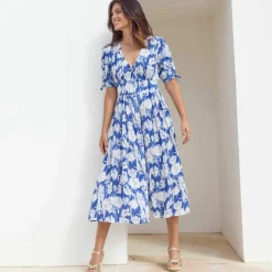 Robe longue imprimée, évasée