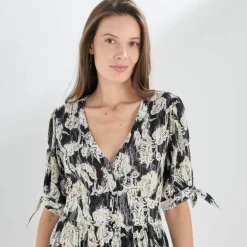 Robe longue imprimée, évasée
