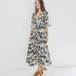 Robe longue imprimée, évasée