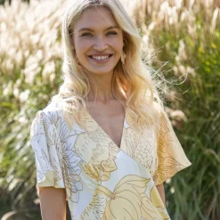 Robe longue satinée, imprimé floral