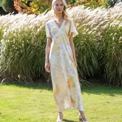 Robe longue satinée, imprimé floral
