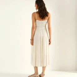 Robe longue unie, fines bretelles