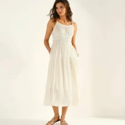 Robe longue unie, fines bretelles