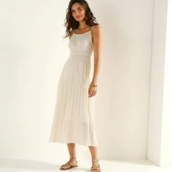 Robe longue unie, fines bretelles