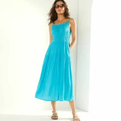 Robe longue unie, fines bretelles
