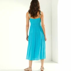 Robe longue unie, fines bretelles