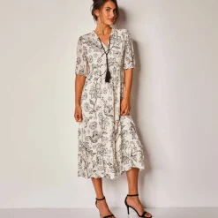 Robe longue volantée imprimée