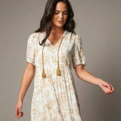 Robe longue volantée imprimée