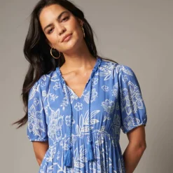 Robe longue volantée imprimée