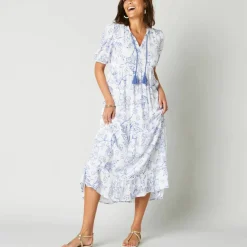 Robe longue volantée imprimée