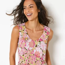 Robe longue à volants, crépon imprimé