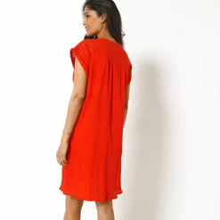 Robe macramé, crépon coton