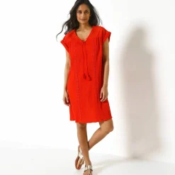 Robe macramé, crépon coton