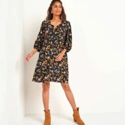 Robe manches blousantes, imprimé fleuri