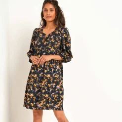 Robe manches blousantes, imprimé fleuri