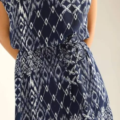 Robe manches courtes, crêpe imprimé