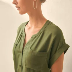 Robe saharienne unie boutonnée