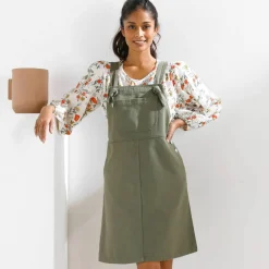 Robe salopette évasée, bretelles à nouer