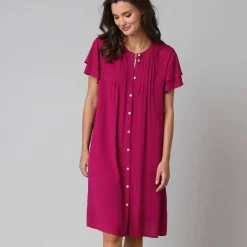 Robe unie manches courtes papillon, crépon