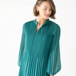 Robe unie mi longue, voile plissé