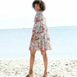 Robe évasée à volant, imprimé
