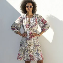 Robe évasée à volant, imprimé
