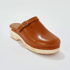Sabots à talon cuir et bois