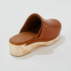 Sabots à talon cuir et bois