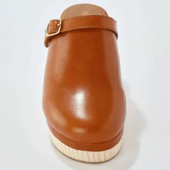 Sabots à talon cuir et bois