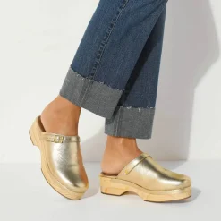 Sabots à talon cuir et bois