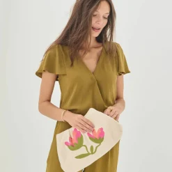 Sac pochette zippé brodé