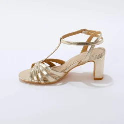 Salomés dorés à talon multibrides