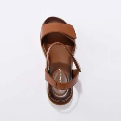Sandales à bandes scratchées en cuir certifié LWG